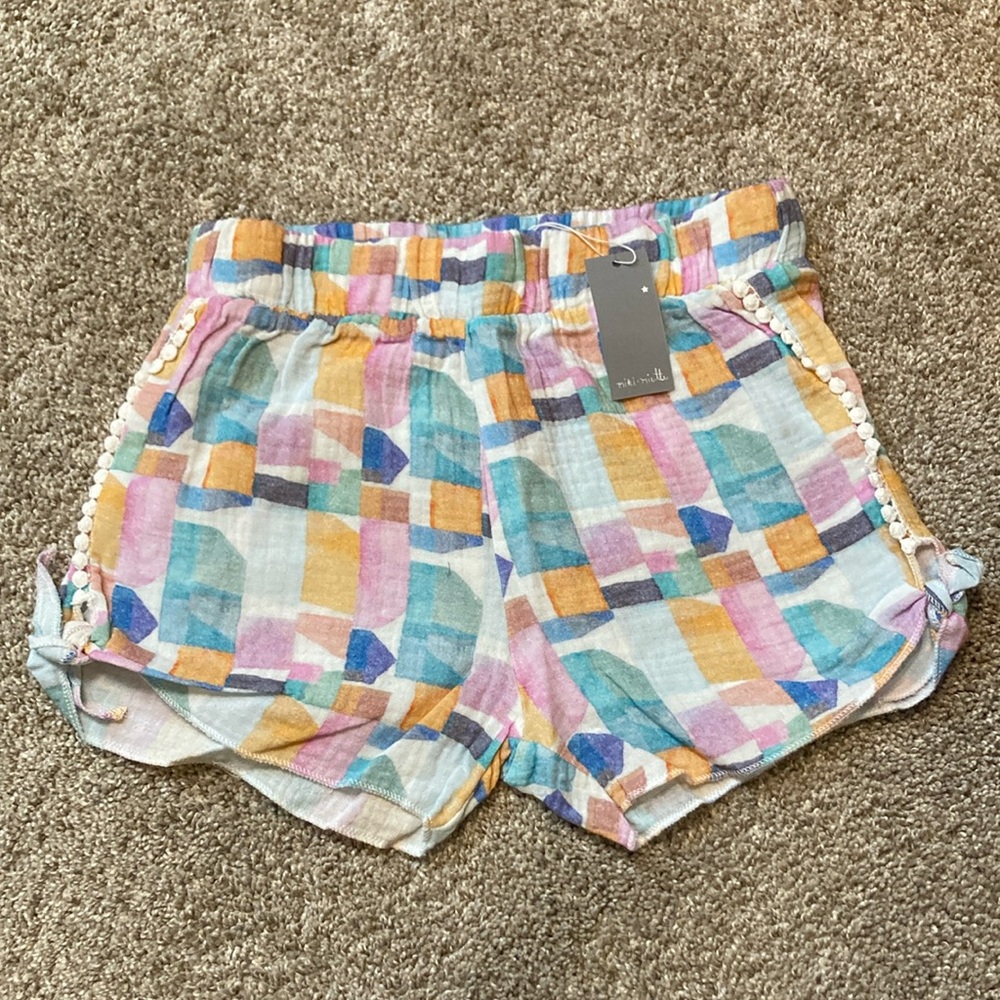Miki Miette Pink and Blue Geometric Shorts size 12 girls NWT